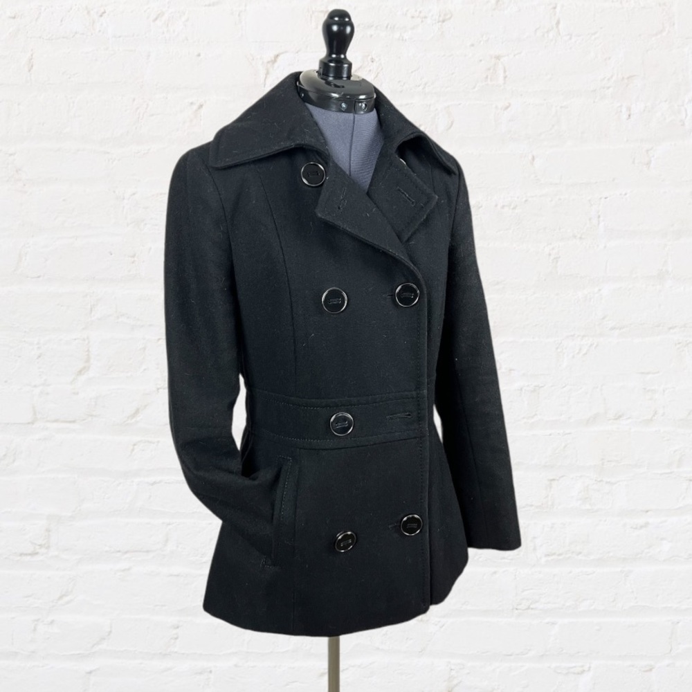 Kenneth Cole Black Wool Pea Coat, Size 4